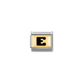 Nomination Composable Classic SCHWARZE BUCHSTABEN Edelstahl und 18K-Gold (05_E)
